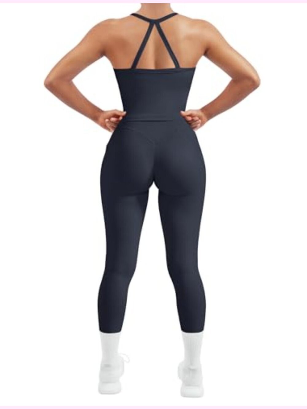 2 Piece Workout Set with Built in Bra Tank Top and Compression Leggings